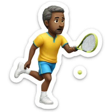 A man playing tennis while super focused sticker