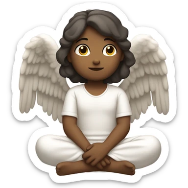 Angel meditating in front of a waterfall sticker