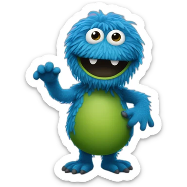 blue sesame street monster sticker