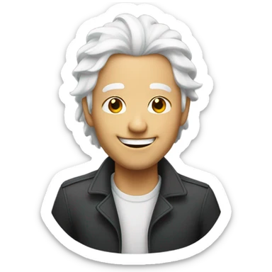 smiling individual with white hair sticker