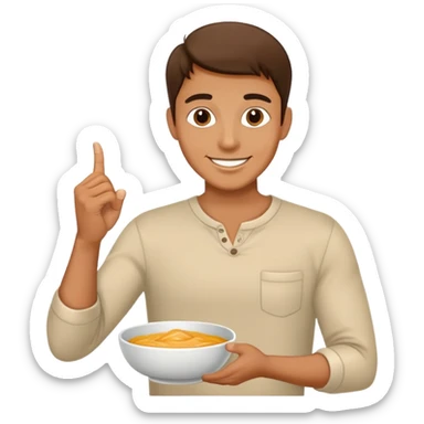 Man swiping finger in dip bowl sticker