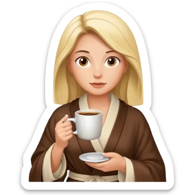 Woman drinking coffee and The edges of the eyes are wide open in the morning sticker