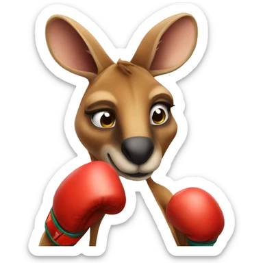 A kangaroo wearing boxing gloves  sticker