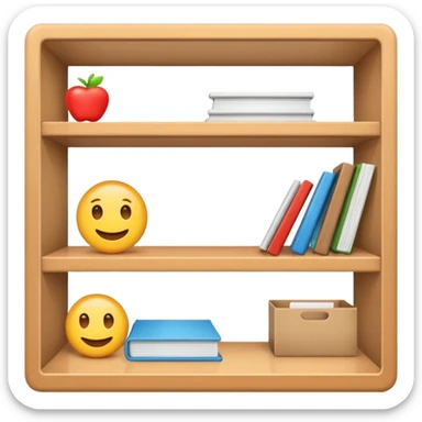 emoji of open magazine, inside the magazine there are illustrated empty shelfs sticker