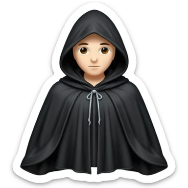 hooded cloak object icon, dark fabric cloak with deep hood, fantasy style, soft folds, 3D cartoon, mobile game icon style, centered, clean background, soft shadow, no text, no watermark
 
 sticker