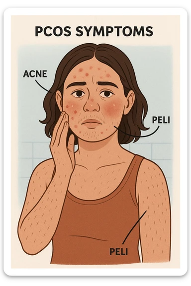 Acne gonfiore e peli per pcos donna sticker