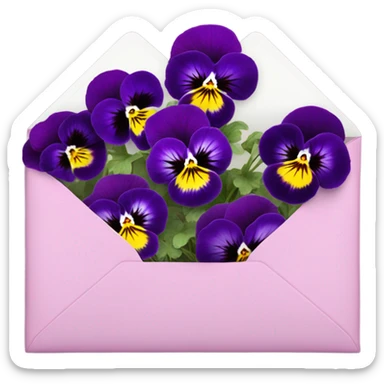 Deep aesthetic violet colour pansies placed in pink a aesthetic envelope  sticker