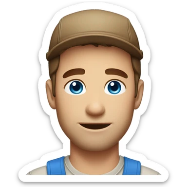 brown hair blue eyes man farmer  sticker