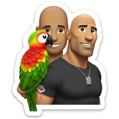 the rock with a parrot on his shoulder sticker