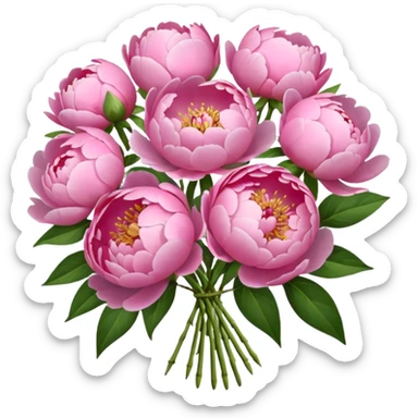 pink peonies bouquet sticker