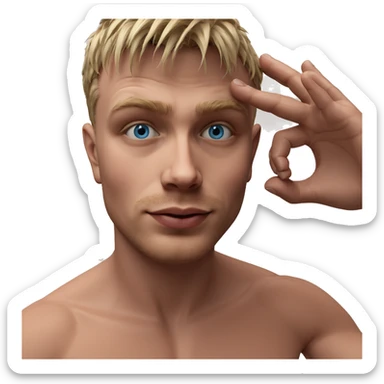 blue-eyed blonde boy smiling sticker
