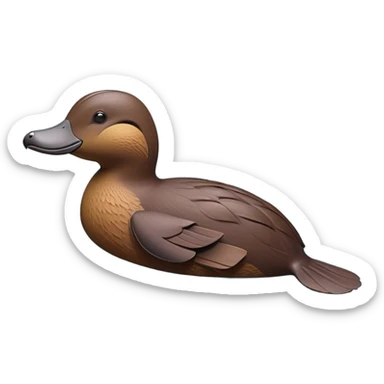 cinematic-platypus-realistic-full-body-floating-emoji,-streamlined-brown-body-gliding-through-calm-river-waters,-wide-duckbill-tipped-up-curiously,-webbed-paws-paddling-gently,-dense-water-resistant-fur-slick-and-shimmering,-flat-tail-rippling-the-water’s-surface,-simplified-yet-realistic-focused-features,-highly-detailed,-glowing-with-an-earthy-wet-radiance sticker