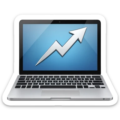 laptop with an upward arrow above it sticker