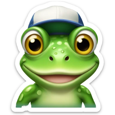 Frog with baseball hat  sticker