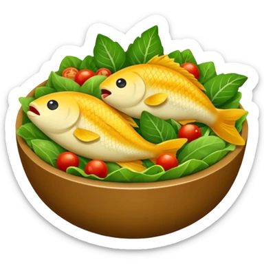 buatkan emoji salad namun berbentuk ikan 🐟 yang chubby untuk discord emoji sticker