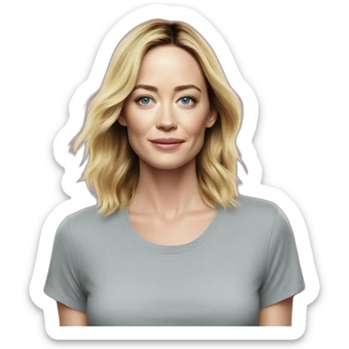 blonde Emily blunt wearing tee sticker