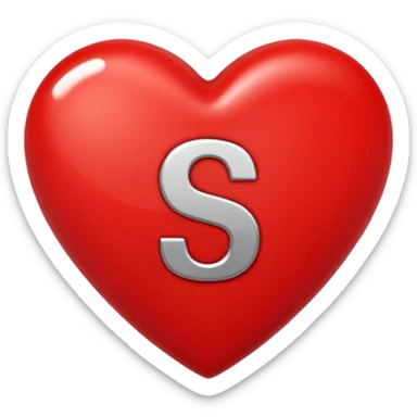 Love heart in red colour and center S letter only sticker
