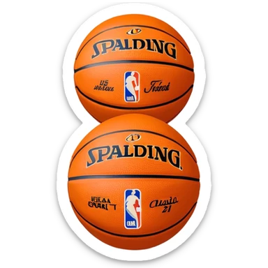 Ultra minimalist basketball in classic orange color with very tiny Spalding and NBA logos, extremely simple design with minimal details sticker