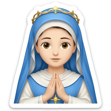 Nossa senhora das graças com manto branco e vel azul ,com áurea e mãos postas  sticker