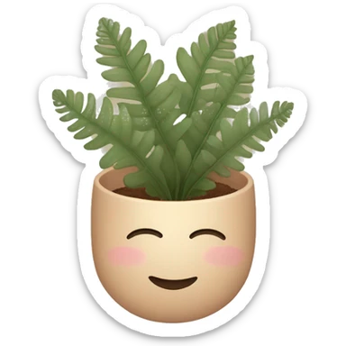 there is a pot in pastel brown flowers and a fern in it sticker