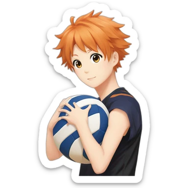 Hinata Shoyo in Haikyuu with volleyball's ball sticker