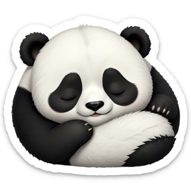 Meme-Worthy Cute Sleeping Panda Portrait Emoji, Head resting peacefully with a contented smile, showcasing a delightfully robust build and a luxuriously soft black and white Fur, eyes shut in a serene, restful nap, Simplified yet hilariously adorable features, highly detailed, glowing with a soft, drowsy light, high shine, relaxed and utterly lovable, stylized with an air of playful laziness, bright and heartwarming, soft glowing outline, capturing the essence of a comically sleepy panda, so meme-worthy it feels like it could instantly become the next viral sensation of adorable slumber! sticker