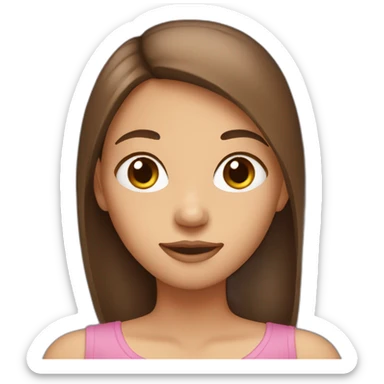 girl with straight long brown hair, brown eyes sticker