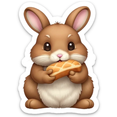 A bunny eating bread sticker