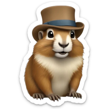 Marmotte heureuse avec chapeau sticker