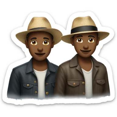 two boys in stylish hats sticker