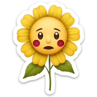 Pensive emoji with wilted flower  sticker
