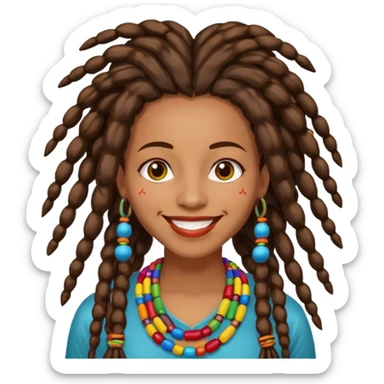 Woman with colorful beads in dreadlocks sticker