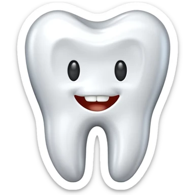 human tooth emoji, smooth chrome ceramic-metal texture, clean medical luxury aesthetic, isolated on white, no face sticker