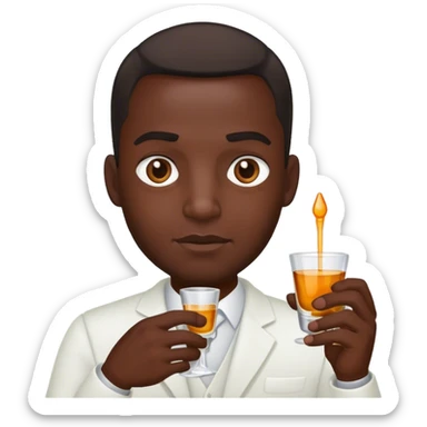 dark black man holding a shot sticker