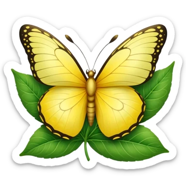 yellow butterfly on leaf sticker