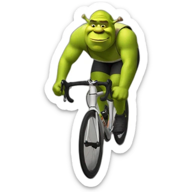 shrek racing on a road bike sticker