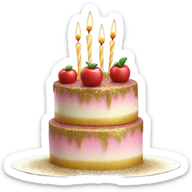 Realistic cake with glitter sticker