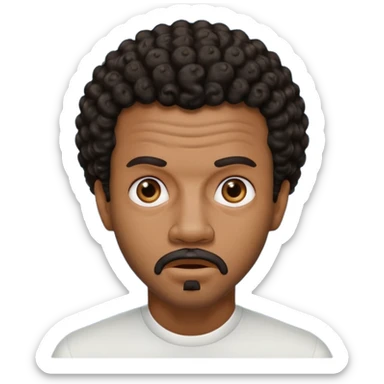 Black guy with jheri curl and slight beard scared sticker