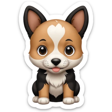 puppy with tattoo on its face sticker