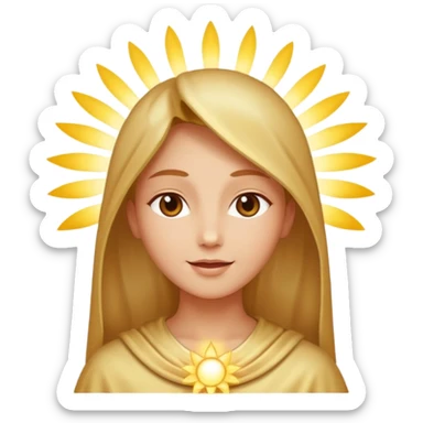 God as a radiant, benevolent face surrounded by beaming light, symbolizing divine presence and voice sticker