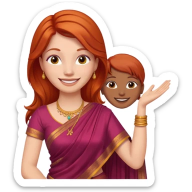 Red head woman praising Indian woman sticker