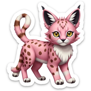 A pink lynx-caracal-serval-fakemon-Digimon-creature-hybrid sticker