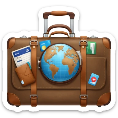 TRAVEL , travel bag , pass board, plane, glob sticker
