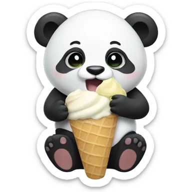 Panda eating ice cream sticker