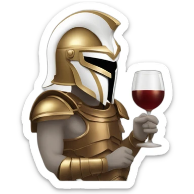 White Spartan drinking wine with bronze armour sticker