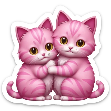 two pink cats grooming each other sticker