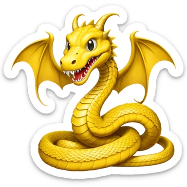 Huge yellow serpent with two wings sticker