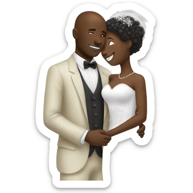 African groom and bride. Hugging each other. sticker