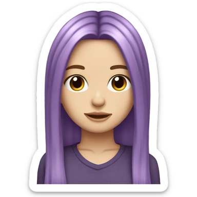 White Girl long purple hair middle part curtain bangs piercings sticker