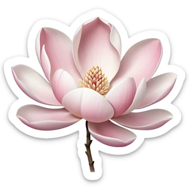 minimalist magnolia flower with soft white and light pink petals on a plain white background, no extra details sticker